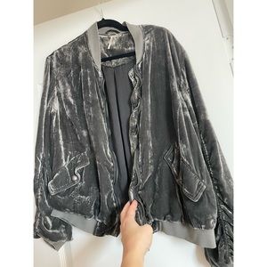 Free people crushed velvet bomber jacket